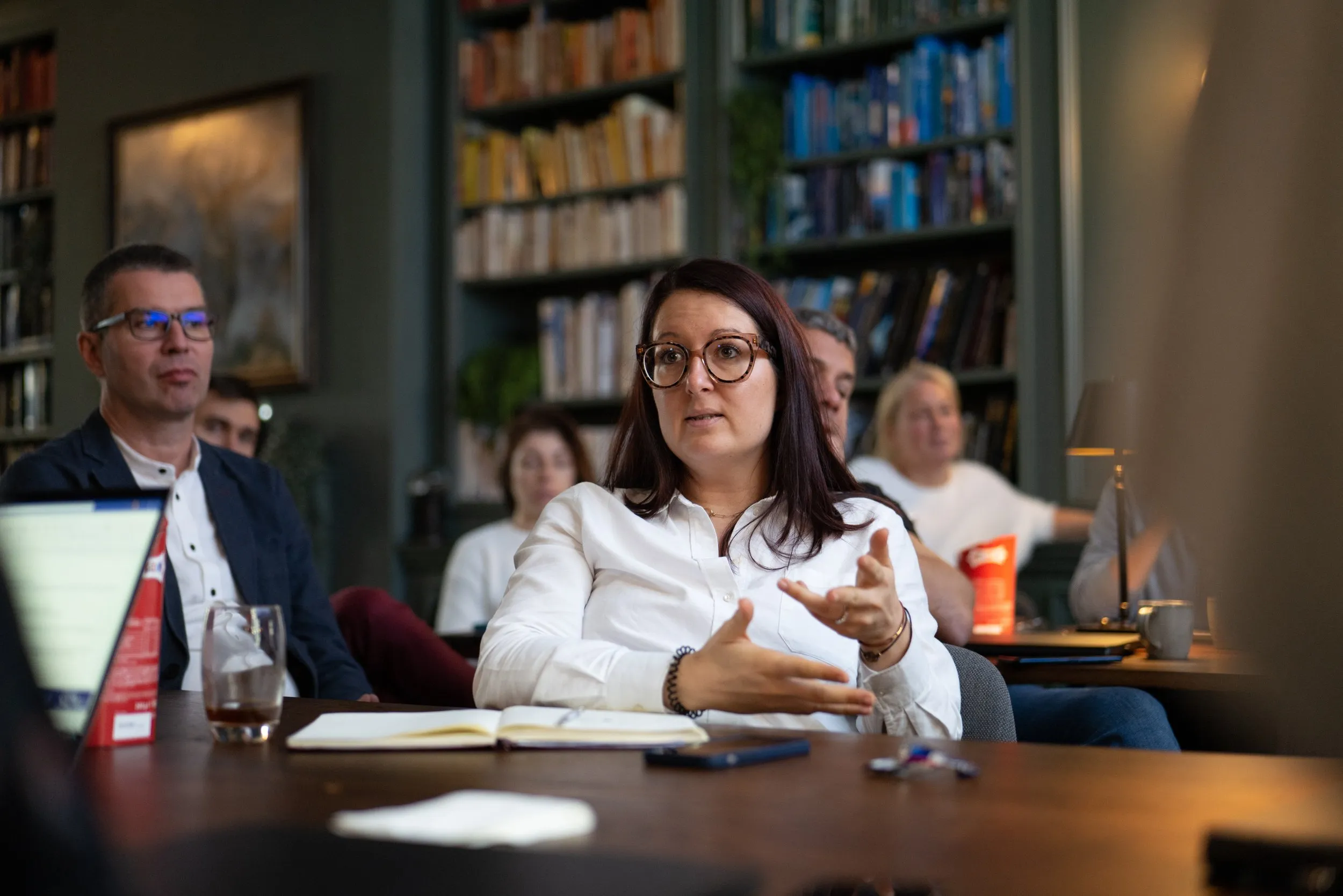 Team workshop discussion in a creative London office, corporate lifestyle photography